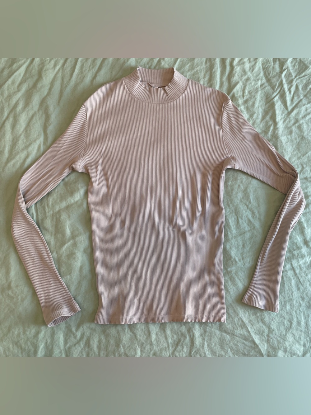 Uniqlo Ribbed Mock Neck Long Sleeve Top - Light Mauve